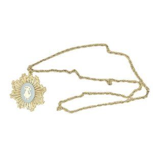 Vintage Statement Glam Victorian Style Cameo Long Chain Statement Pendant Neckla